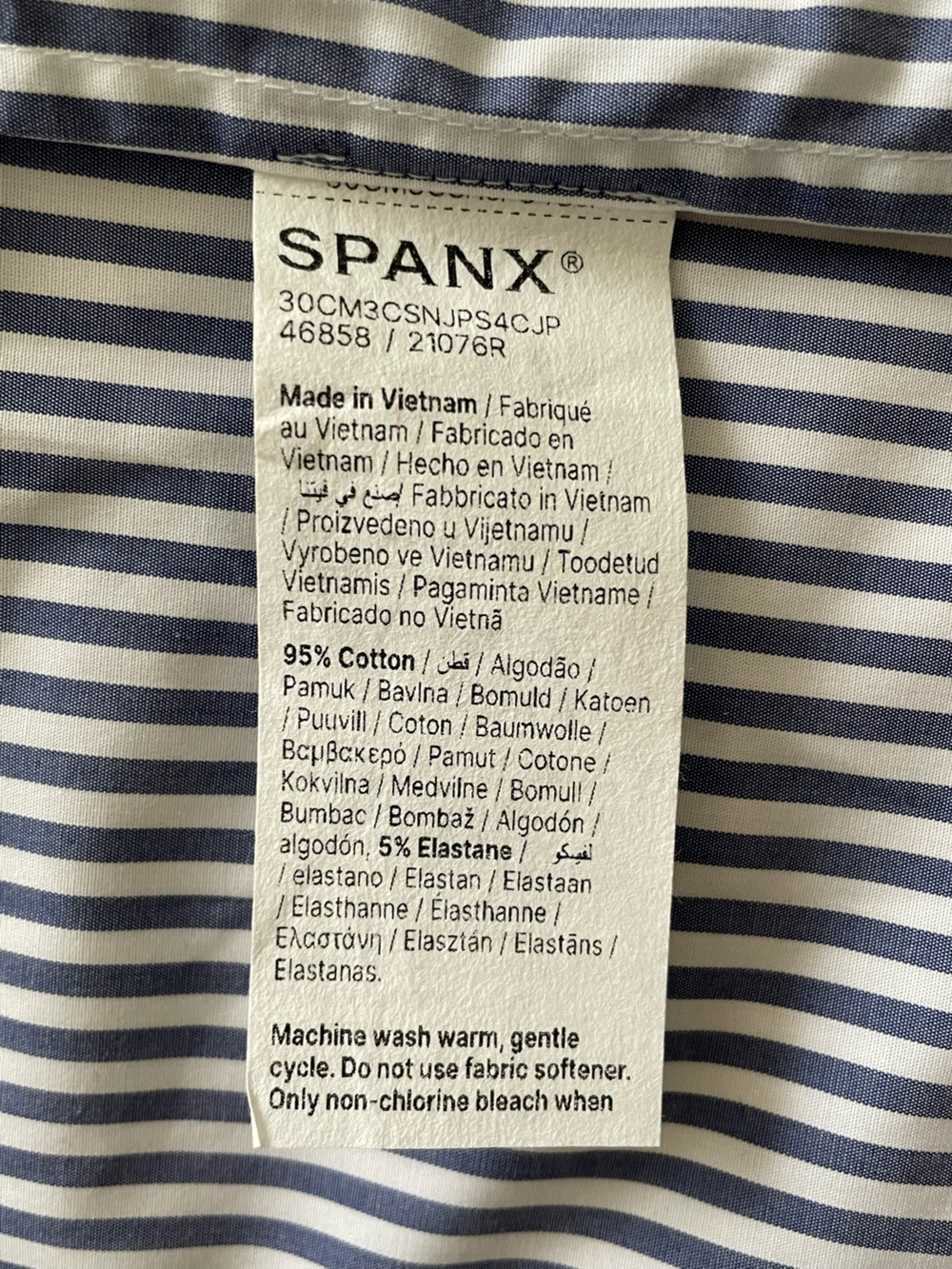 NEW SPANX Blue White Striped Wrap Shirt Dress Long Sleeve Stretch Cotton, Size S - Picture 9 of 14